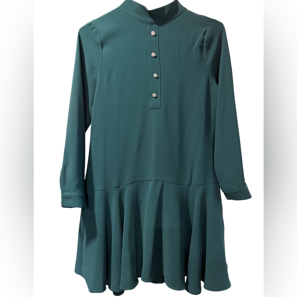 Zara XS green long sleeved dress EUC P2P-18.5in
